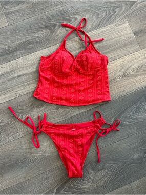 NWT Red Floral Red Tankini Set